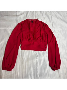 Women's Sason Red Long Sleeve Blouse S